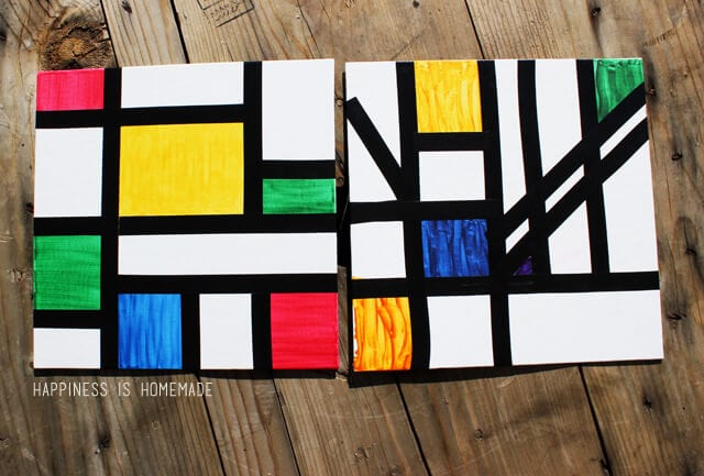 Piet Mondrian Style Abstract Art Activity for Kids