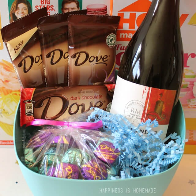 Dove Dark Chocolate and Wine Mother's Day Gift Basket