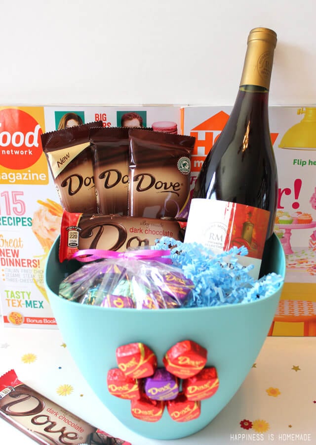 dove dark chocolate and wine relaxing mothers day gift basket