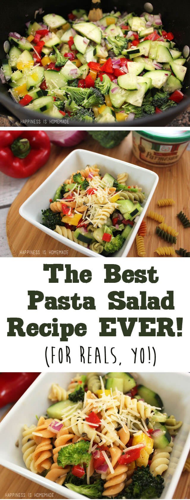 The Best Pasta Salad Rcipe EVER via Happiness is Homemade
