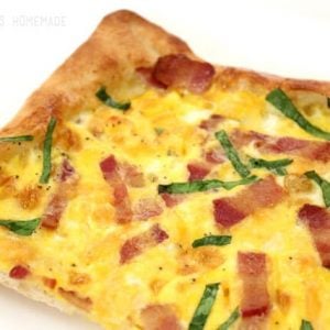 bacon cheddar and spinach breakfast pizza kids breakfast idea