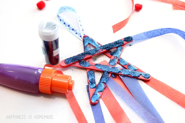 4th of July Craft for Kids - Patriotic Craft Stick Stars