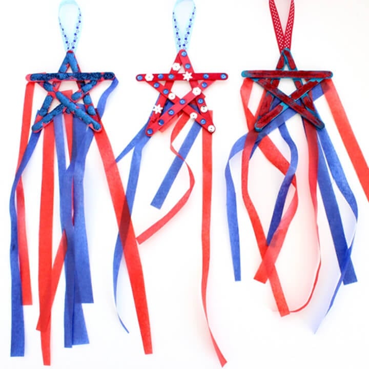 4th of July Kids Craft: Popsicle Stick Star Streamers