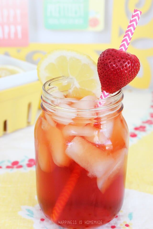 raspberry lemon iced tea with strawberry straw 
