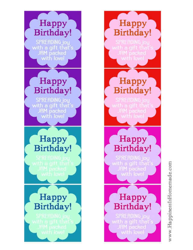 Printable Happy Birthday Jam and Jelly Labels