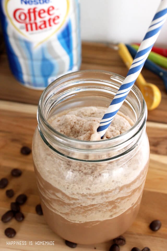 homemade blended frozen mocha iced coffee drink