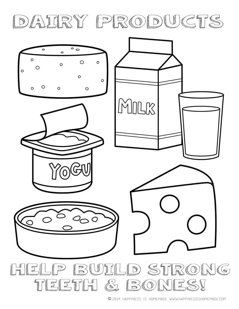 Dairy Foods Coloring Page