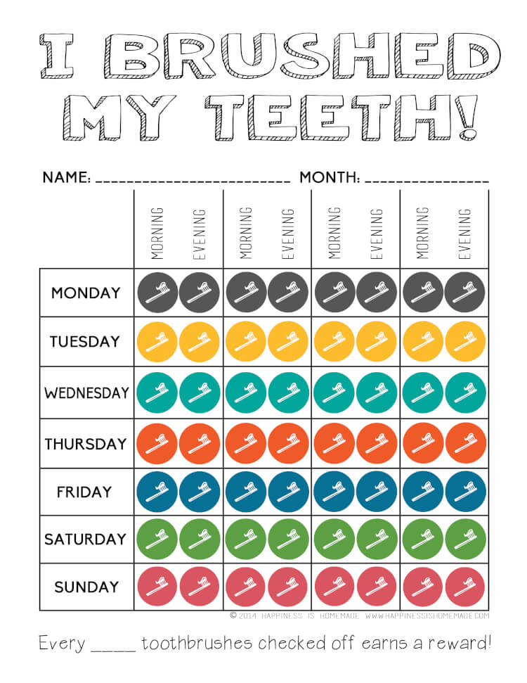 Printable Tooth Brushing Reward Chart