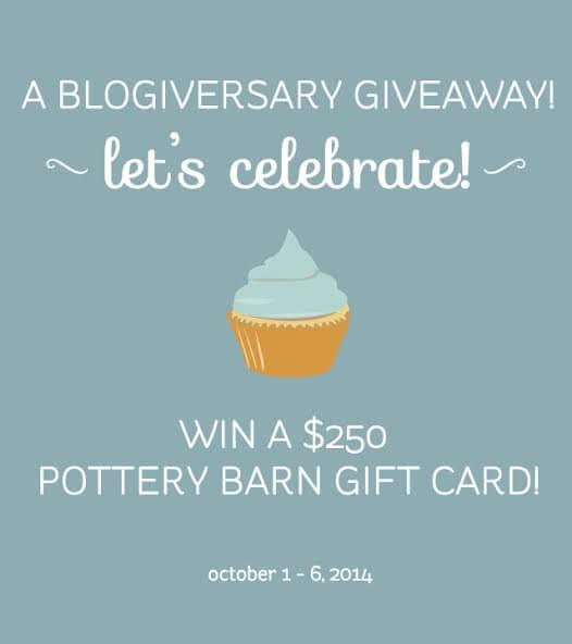 250 Pottery Barn Gift Card Giveaway! Happiness is Homemade