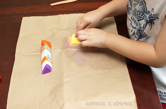 Draw an Animal Shape and Fill in With Construction Paper Pieces