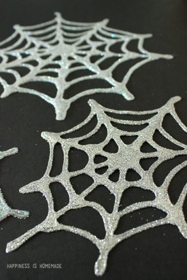 glitter glue spider webs