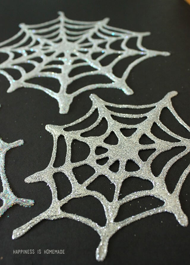 glitter glue spider webs