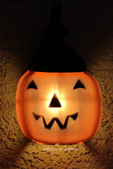 halloween pumpkin lantern porch light cover lit up