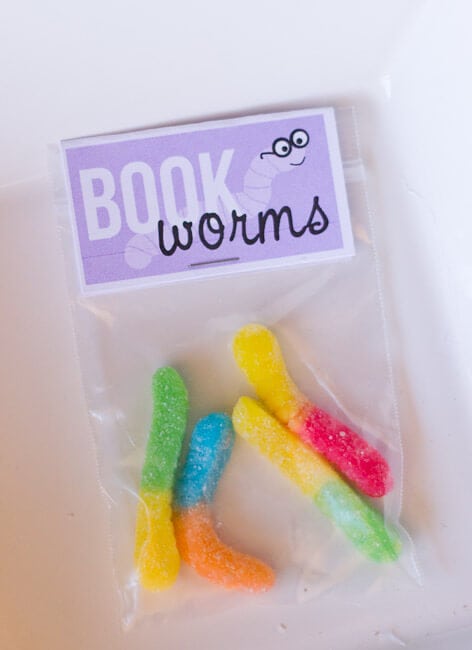 book worms gummy worms in treat bag 