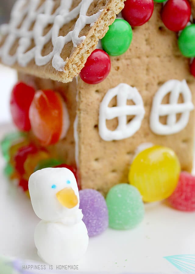 Graham Cracker House with Buttermint Snowman