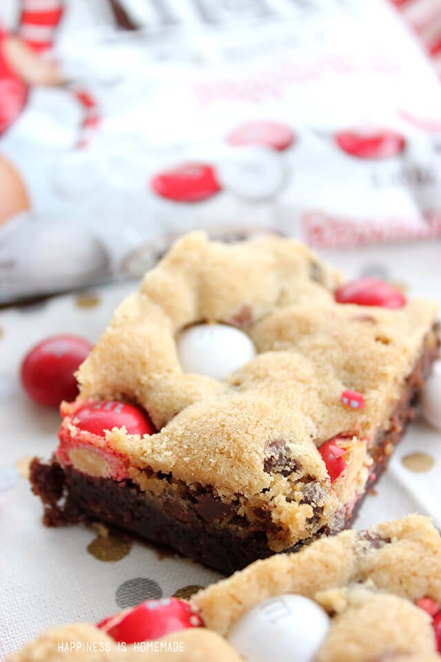 M&M's Fudge & Peppermint Cookie Brownie Bars Happiness is Homemade