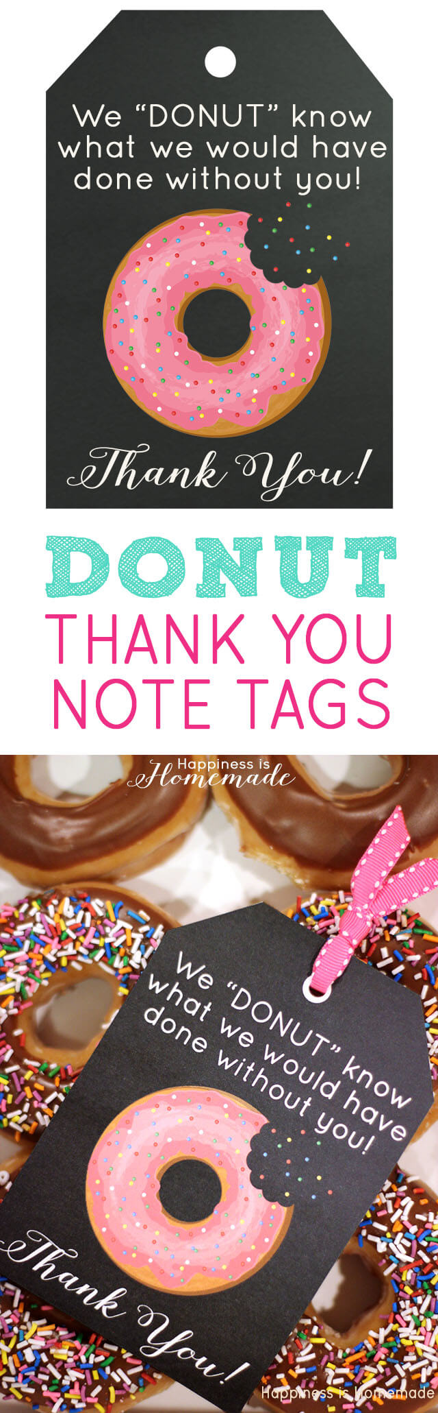 Free Printable: Donut Thank You Gift Tags - Happiness is 