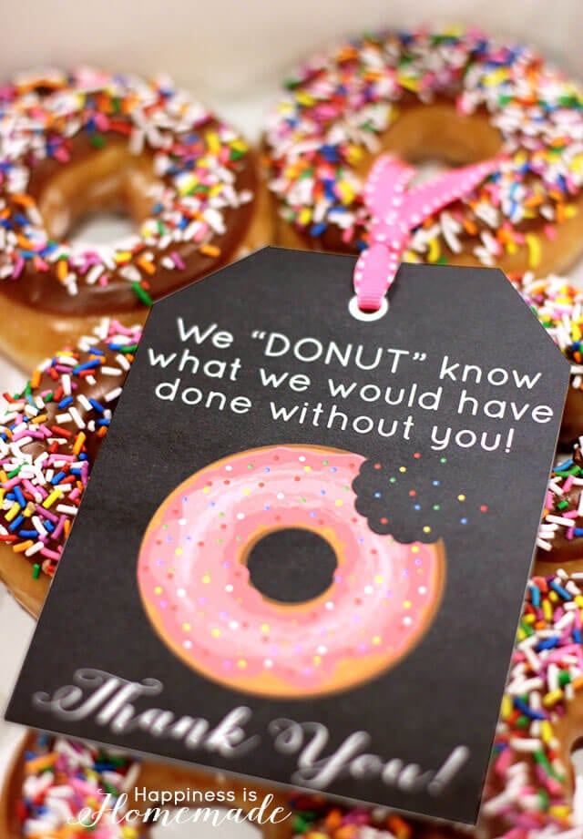 Free Printable Donut Thank You Gift Tag Notes