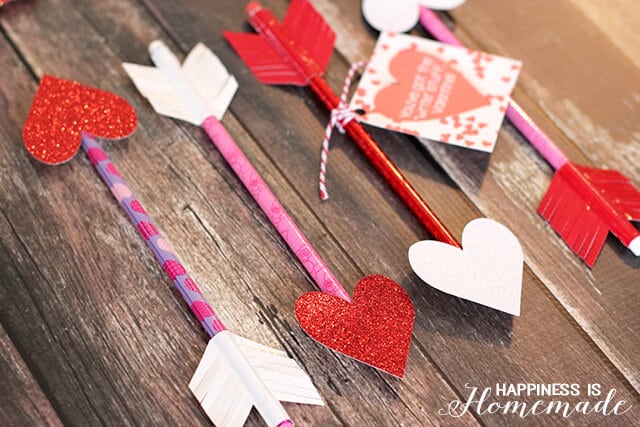 Cupid's Arrow Pencil Valentines + Printable Tags - Mama Cheaps®