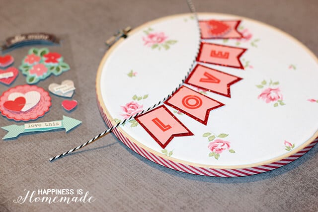 Making Valentine's Day Hoop Art with Target One Spot Items