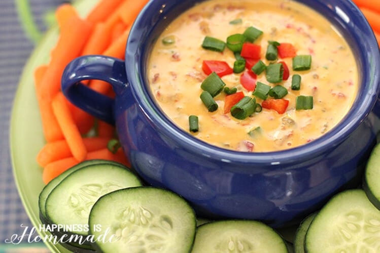3 ingredient ultimate queso and veggies for dipping