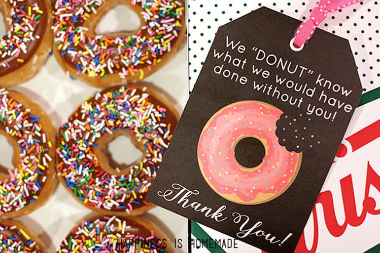 Free Printable Donut Thank You Gift Tags Happiness is Homemade