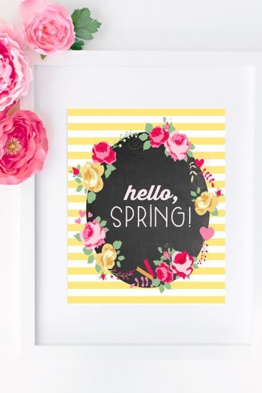 hello spring printable in frame