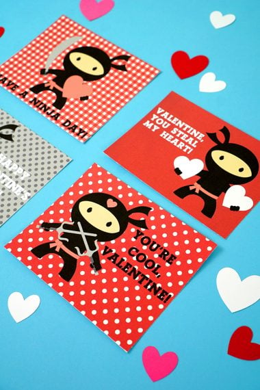 printable ninja valentines day cards