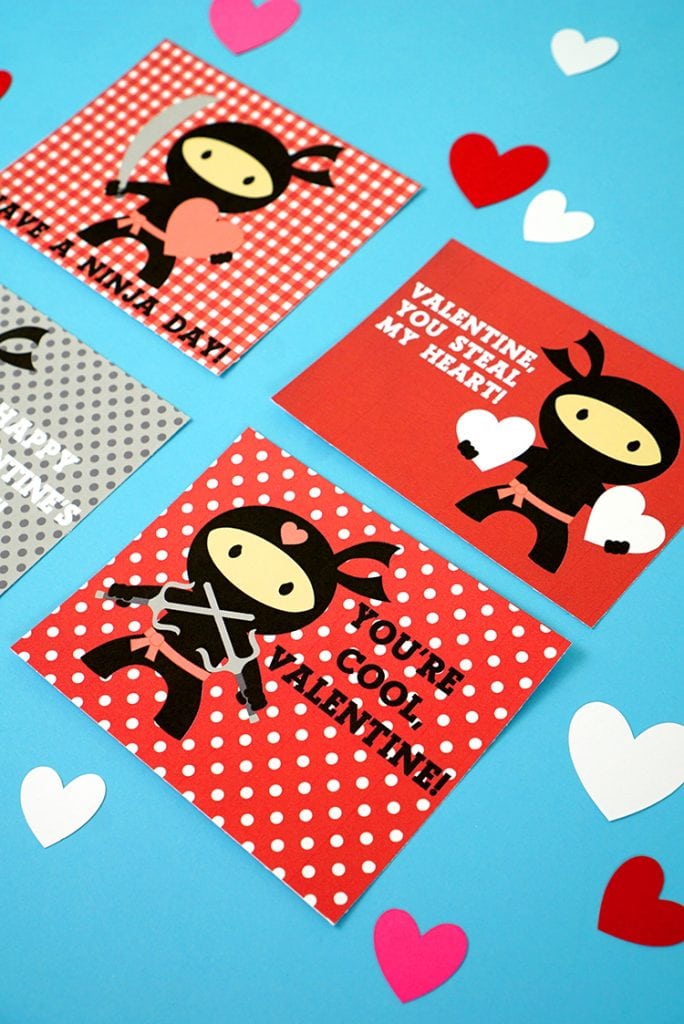 printable ninja valentines day cards