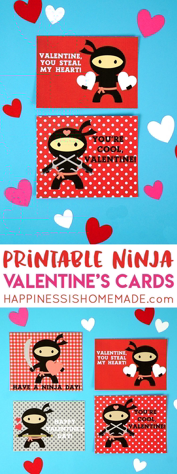 printable ninja valentines cards
