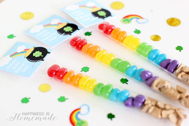 rainbow candy treat toppers for st patricks day