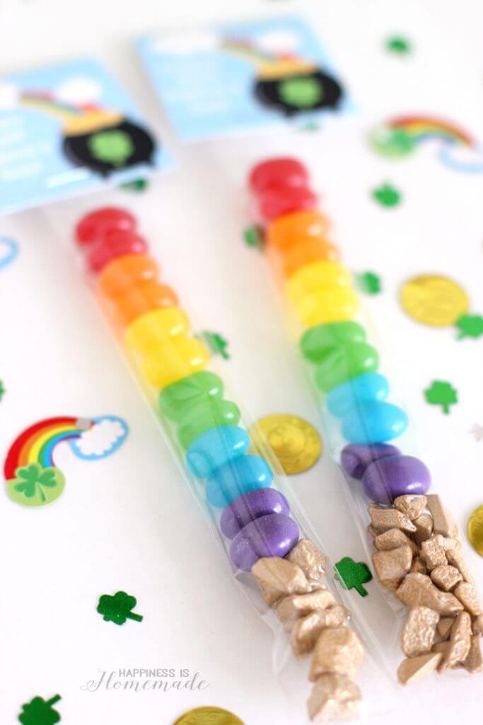 st patricks day rainbow candy treat bags