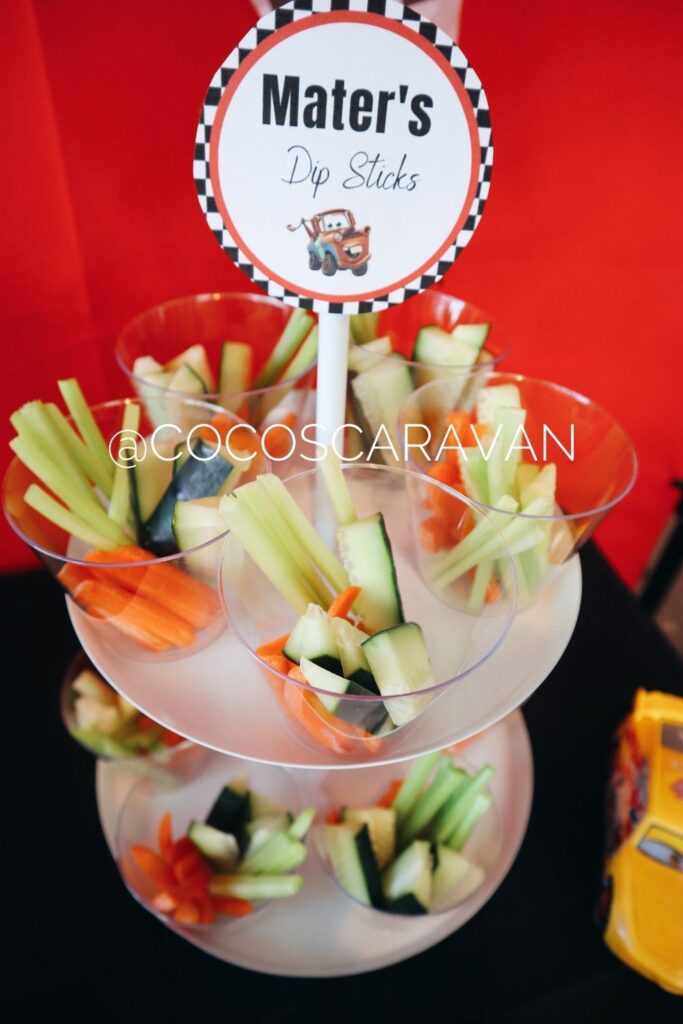 Mater's Dip Sticks party food ideas for a Cars Party