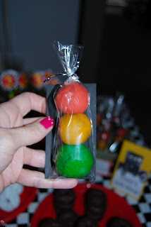 homemade playdough made into stoplight party favor