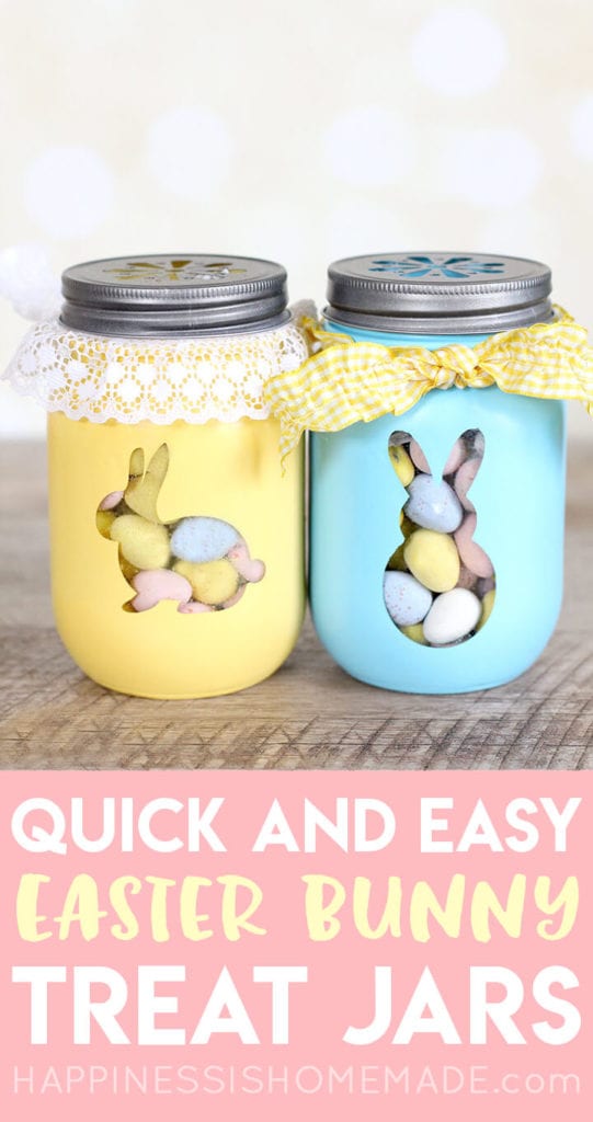 Easy Easter Craft Easter Bunny Mason Jars Happiness is Homemade
