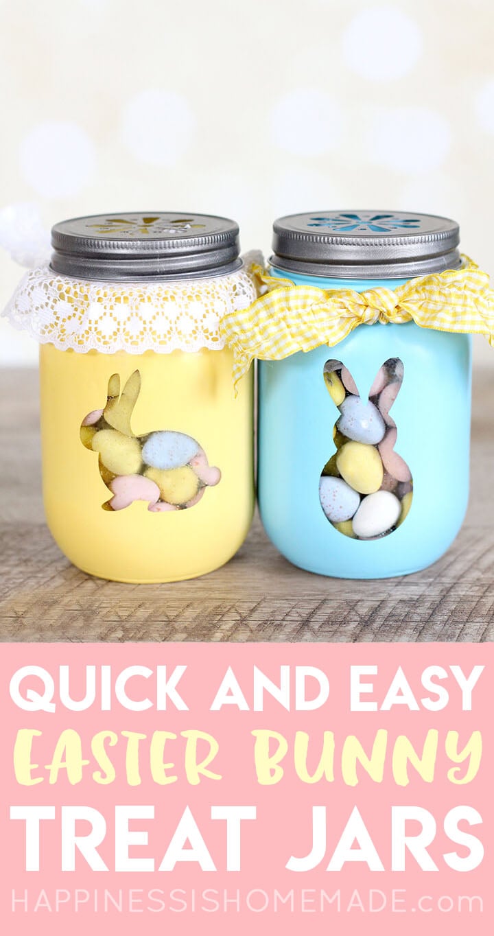 quick and easy bunny treat jars, easy easter craft