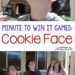 Kids balancing cookies on face playing Minute to Win It game 'Cookie Face'
