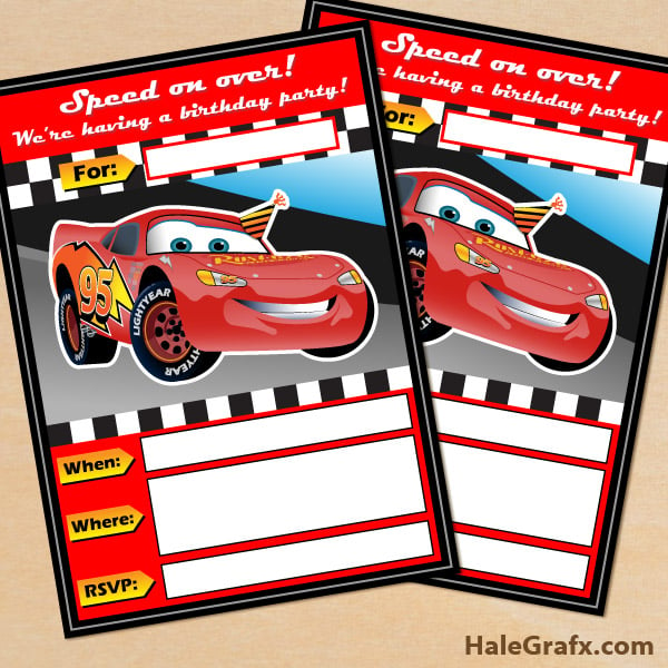 cars birthday party invitations