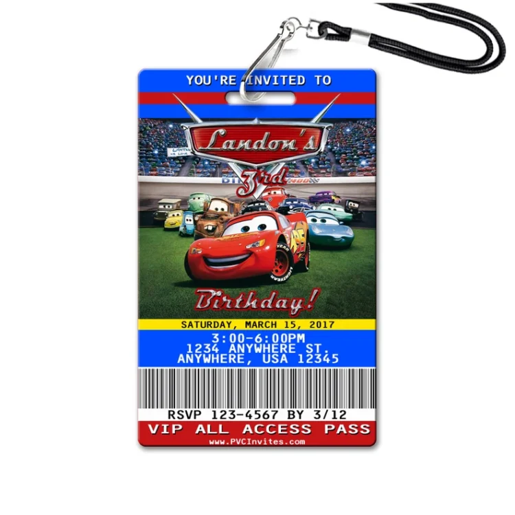 Vip cars birthday party passes