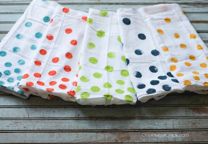 colorful polka dot tea towels