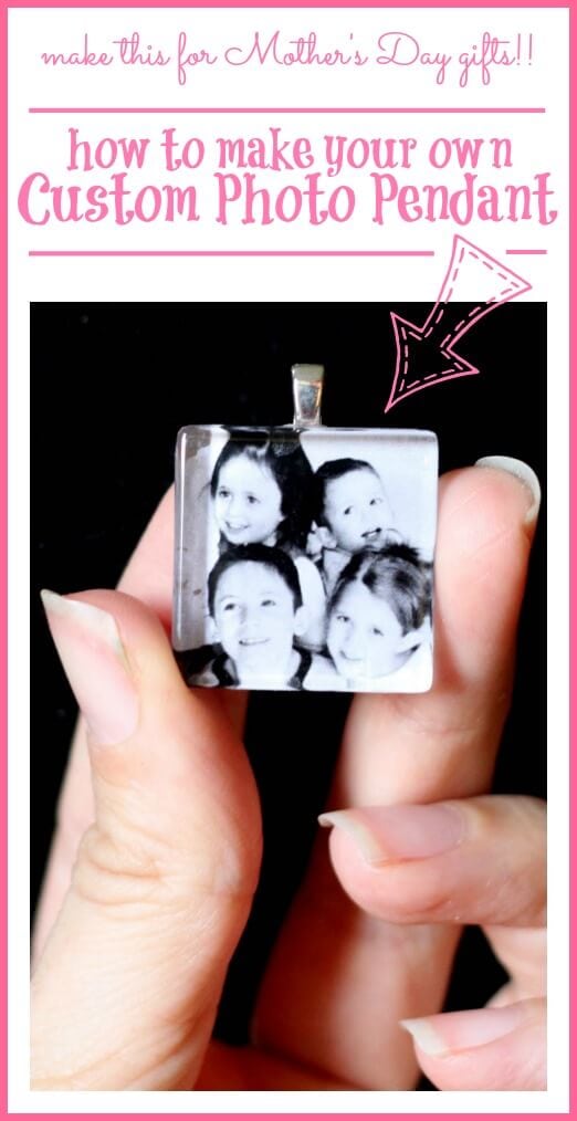 cute family photo custom pendant being held up 
