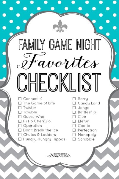 Family Game Night Favorites Checklist 400x600