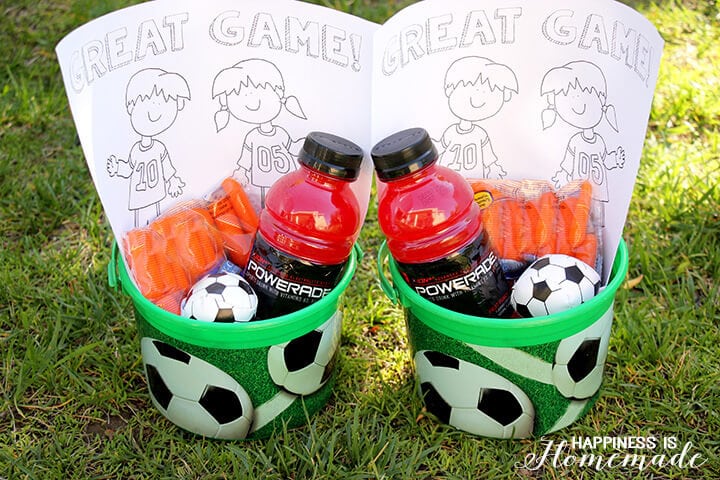 soccer snack idea with printable coloring sheets