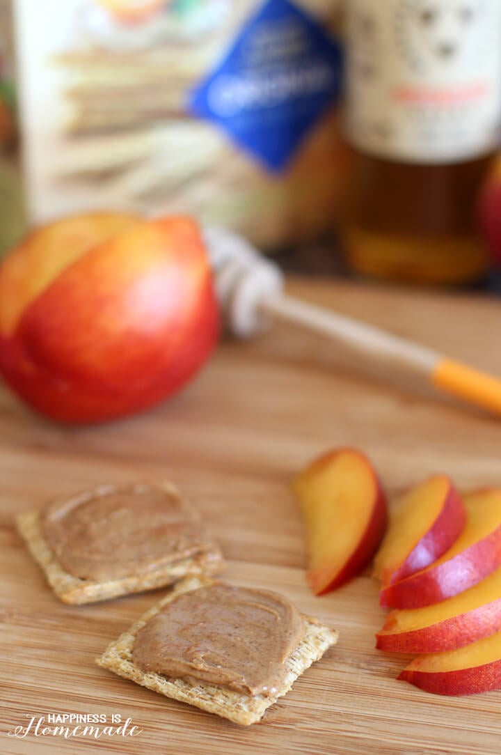 Honey Nectarine and Almond Butter Triscuit Crackers