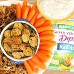 curly zucchini fries and chips with hidden valley greek yogurt ranch dip