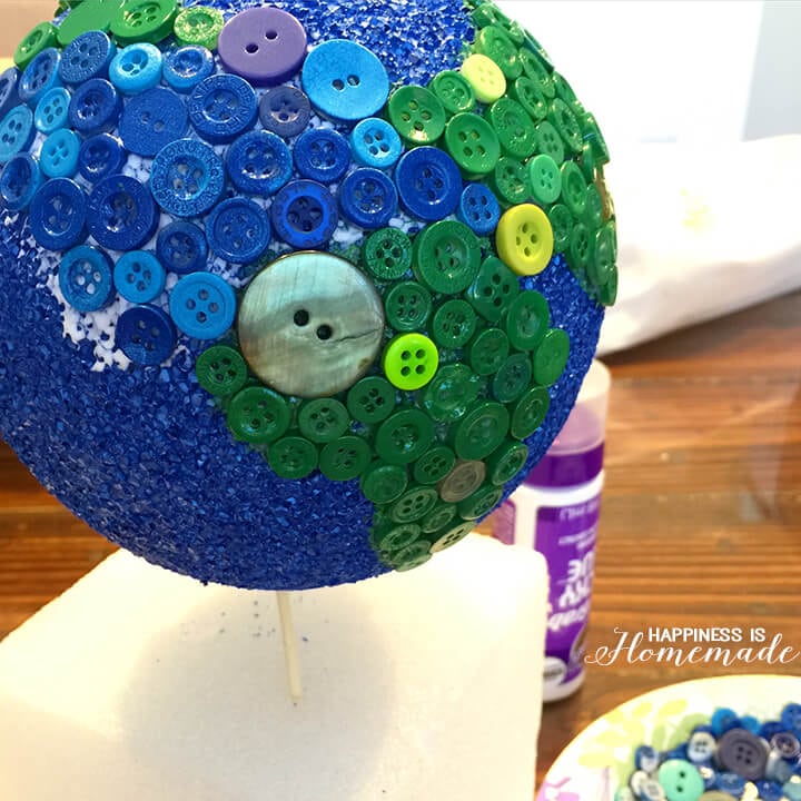 Gluing Buttons on a Button Globe