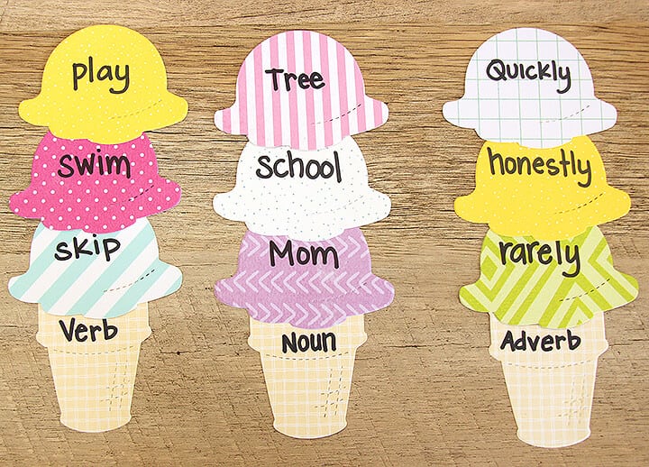 Homeschool Lesson: Ice Cream Cone Parts of Speech