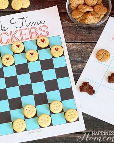 printable snack time board games with snack as game pieces