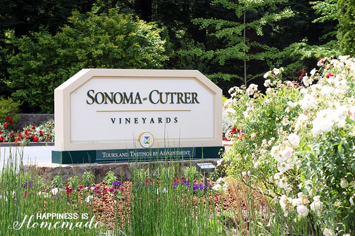 sonoma cutrer vineyards entrance sign in flowers 