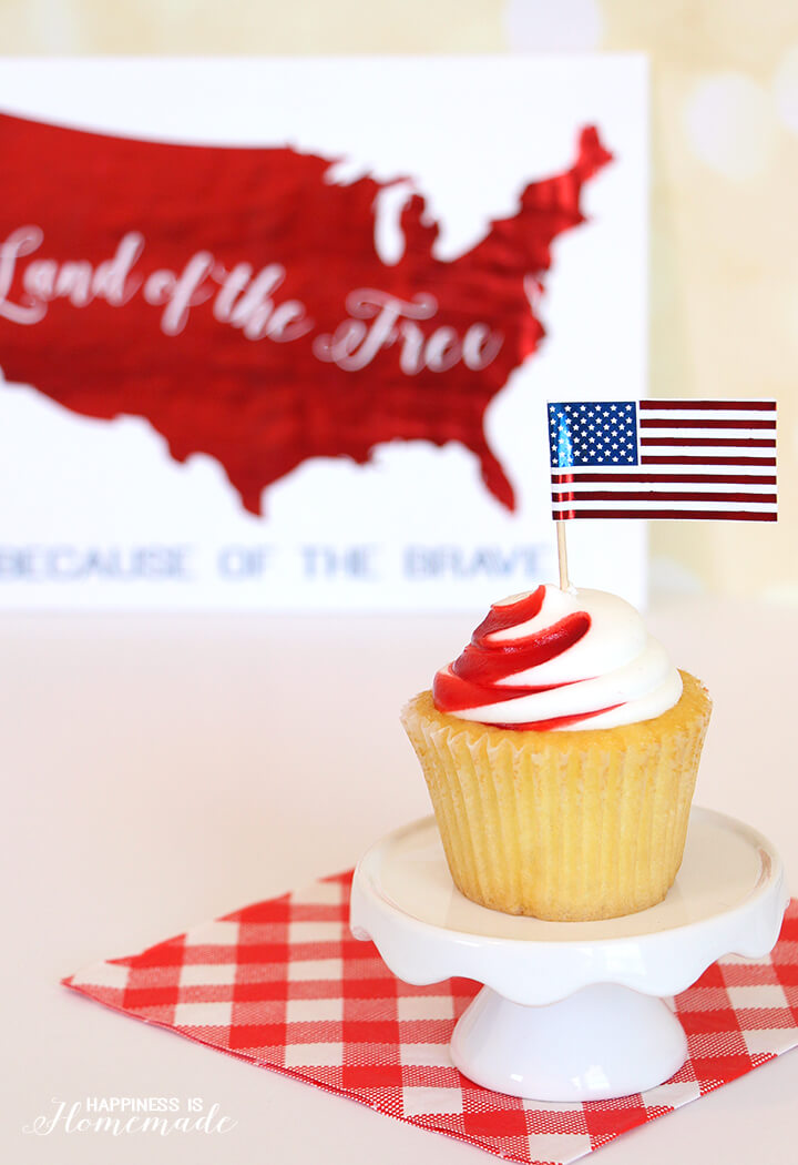 4th of July Printable USA and Flag Cupcake Picks